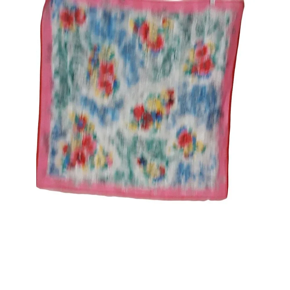 Vintage Womens Silk Scarf‎ Pink Blue Floral 30